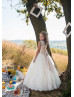 Illusion Neck Lace Tulle Chic Long Flower Girl Dress